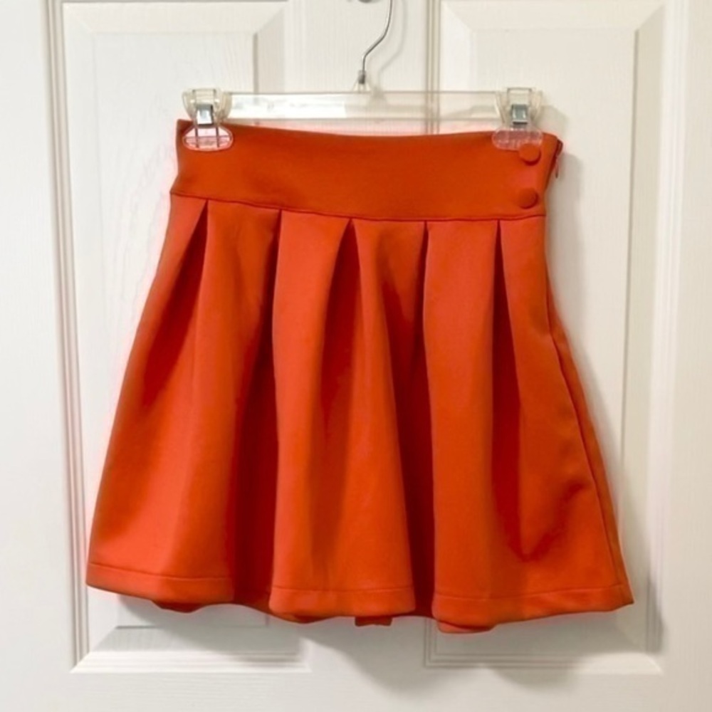 Woman | Orange Mini Skirt with Side Buttons